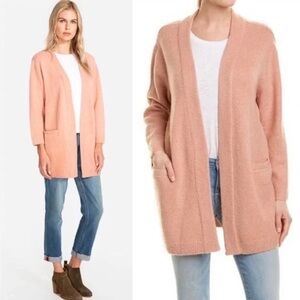 Johnny Was Clair Pink Metallic Shimmer Open-Front Cardigan
